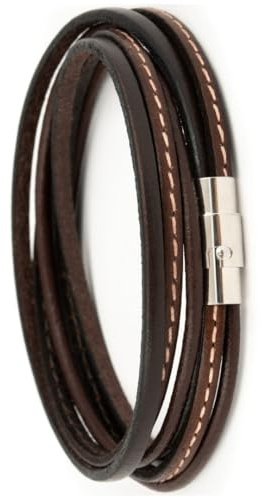 Simaru Designer Lederarmband – Wickelarmband für Herren & Damen aus pflanzlich gegerbtem Leder mit Edelstahl Magnet Verschluss – Made in Germany