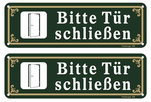 Bitte Tür schließen Schild, 25 x 8 cm. Bitte schließen Sie die Tür Aluminium Außenschild mit vorgebohrtem Loch für einfache Montage, Kamera - Abschreckung. Packung enthält 2 Stücke.