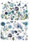 Joeyan Möbelaufkleber, Blaue Grüne Blumenaufkleber für Kunst und Handwerk, Rub On Sticker 2 Große 42x30cm, DIY Home Decal auf Holz Glas Metall Leinwand Porzellan Papier Kunststoff, Blumen auf dem Feld