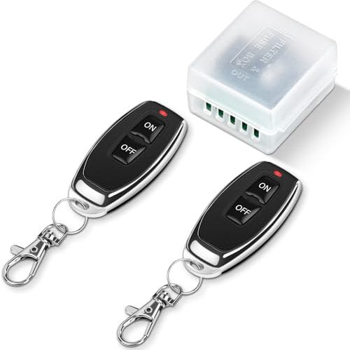 Interruptor de Mando a Distancia Control Remoto Inalámbrico AC 220V, Remote Control Switch con Relés y 2 Transmisores, para Cerraduras de la Puerta de Garaje del motor y Luces