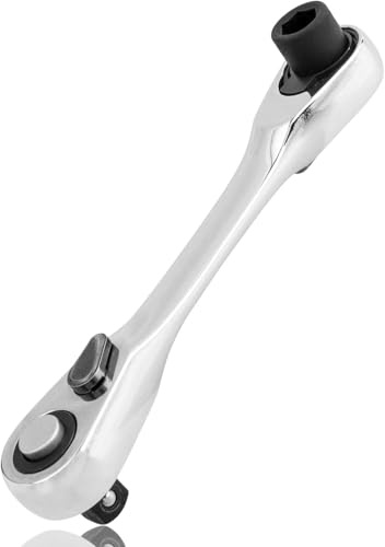 HaoTrade Mini Doppel Ratsche 72 Zähne Doppelkopf Ratschenschlüssel | 1/4 zoll Vierkantantrieb/ Sechskant-Bit-Treiber Ratsche Schraubenschlüssel für Enge Räume 107 mm
