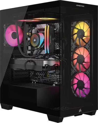 Corsair Vengeance a7500 Gaming PC – Liquid Cooled AMD Ryzen™ 7 7800X3D CPU – NVIDIA GeForce RTX 5070Ti GPU – 32GB Vengeance RGB DDR5 Memory – 1TB M.2 SSD – Black