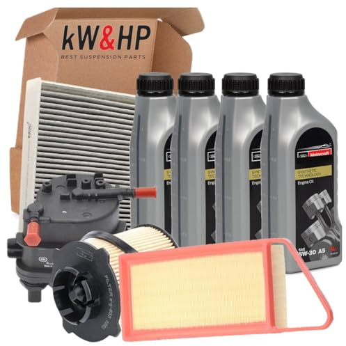 KIT TAGLIANDO CON 4 FILTRI (FILTRO OLIO, FILTRO ARIA, FILTRO CARBURANTE E FILTRO ABITACOLO) + 4 LITRI OLIO MOTORE ORIGINALE 5W30 PER FUSION, FIESTA V 1.4 TDCi