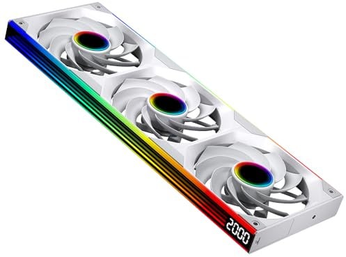 TZMRIT ST-ALL-IN-ONE ARGB PC Fan,Single Frame Fan Unit with Speed Display (3, WH RF, Infinite Mirror)