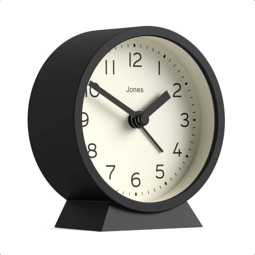JONES CLOCKS® Midnight mini Wecker | Zeitgenössisches Design | Schwarz | Stilvoll, kompakt und funktional für Nachttisch, Schreibtisch oder Regal