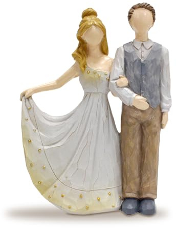 Tuzsocr Paar Figur, Poly Holzoptik Paar Skulptur, Miniatur Dekofigur Brautpaar Statue, Brautpaar Figuren Torte Hochzeitsdekoration, für Valentinstagsgeschenk und Jahrestag, Wohnräume Home