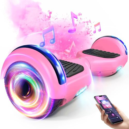 SISIGAD Hoverboard, Auto-équilibré Gyropode électrique 6.5 Pouce Hoverboard Hover Scooter Board avec Musique Bluetooth, lumières LED pour Enfants et Adolescents