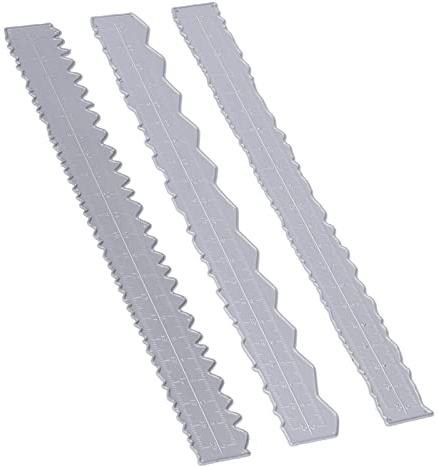KooingTech 3 Stück Unregelmäßige Kanten Metall Lineal, Papierreiß Lineal | Für DIY Stanzformen Basteln, Kohlenstoffstahl Messlineale
