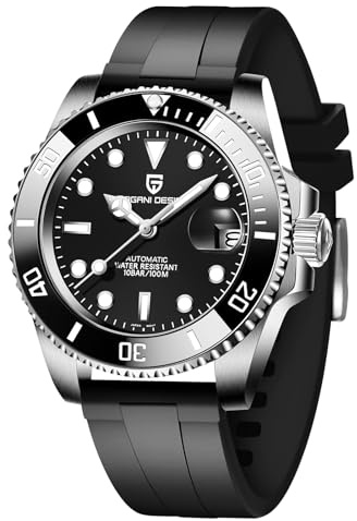 Pagani Design Herrenuhr Automatik Mechanische Uhr, NH35/8215 Uhrwerk, Edelstahl 40mm Saphirglas, 100M Wasserdicht Armbanduhr