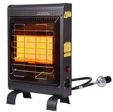 Chauffage extérieur au propane, chauffage d'armoire de 18 000 BTU avec 3 modes et sécurité ODS, radiateur de garage portable pour 450 m², régulateur de gaz et protection contre le basculement