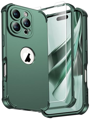 ORETECH for iPhone 16 Pro Max Case, Shockproof Slim, Screen Protector,Green | 15ft Military Grade Drop, Camera Lens Guard, 360 Silicone Rubber Bumper