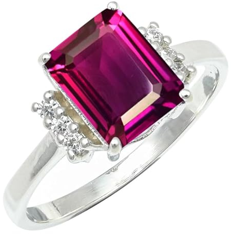 Laborgezüchteter Rhodolith Edelstein Sterling Silber Stilvoller Handgefertigter Band Ring Geschenkartikel für Männer und Frauen in Schmuck ERG1252AW18_(64 (20.4))