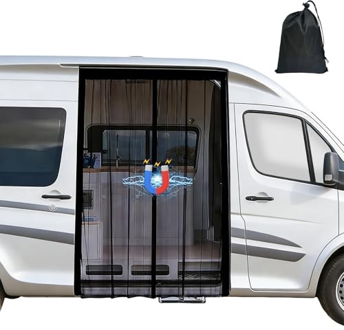 W&H Van Bug Screen with Magnetism,180 * 150cm,for Mercedes Sprinter,Volkswagen Crafter,VW T5 T6,Ford Transit,RAM Promaster, Magnetics on All Four Sides for Van Life Essentials