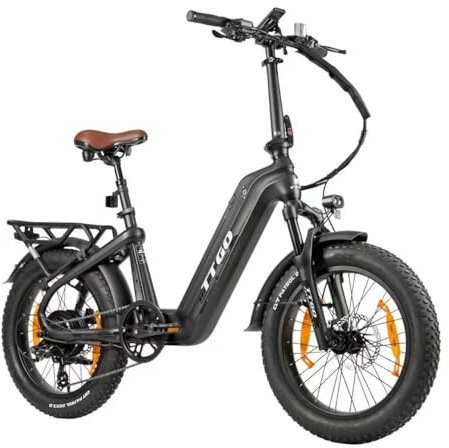 ttgo F8 E-Bike 20 Zoll Fat Tire für Damen & Herren, Pedelec mit 48V 18Ah Akku abnehmbar, bis 150 km Reichweite, 250W Heckmotor 70Nm, Shimano 7-Gang, Carbonrahmen, StVZO