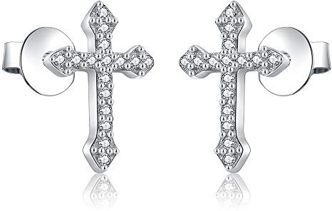 AoedeJ Boucle D'Oreille En Argent 925, Croix Religieux Argent Boucle D Oreille Femme, Zircone Petites Boucles D'Oreilles Pour Fille Enfant Boucle D'Oreille Bijoux (Style 6)