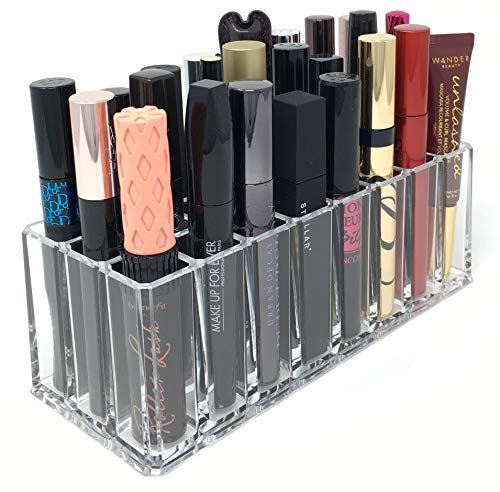 byAlegory Acrylic Eye Mascara Organiser Beauty Makeup Holder | 24 Space Organization Container Storage For Tall Tubes Refillable Container