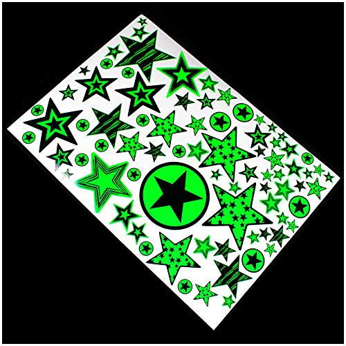 Finest Folia Sterne Sticker Set auf Din A4 Bogen Aufkleber selbstklebend Neon für DIY Scrapbooking Dekoration Geschenk Kinder (Neon Grün, R085 Sterne V1)