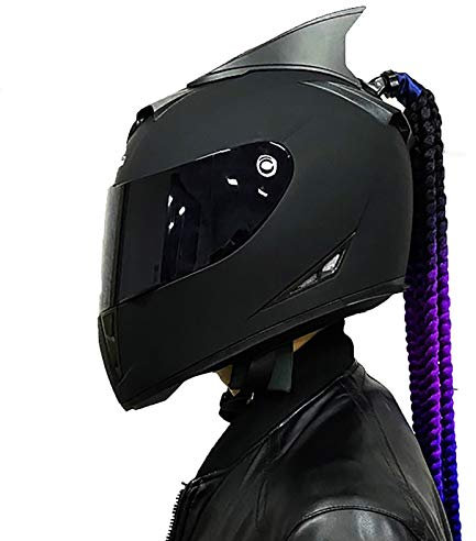 Hammock Helm Motorradhelm Integralhelm Herren und Damen Fullface Helme Doppelvisier,ECE-Zertifizierung Motorradhelm mit Zöpfen und Hörnern Modischer personalisierter Helm A,XL=59~60cm