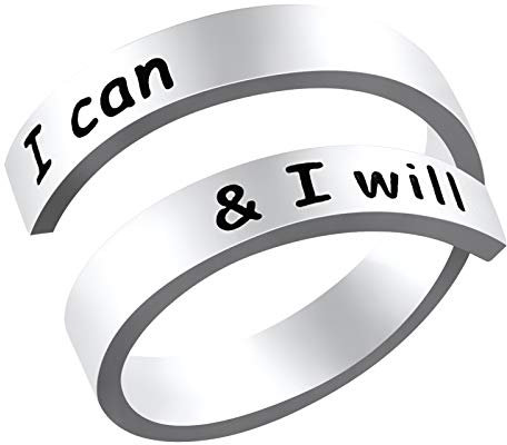Gravierter Inspirationsring, Offener Verstellbarer Woffoly-Fingerring, Chirurgische 316L-Edelstahl-Statement-Ringe Geschenke für Teenager-Mädchen