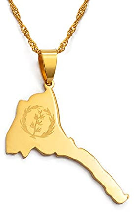 Karte Von Eritrea Anhänger Halsketten - Charme Afrikanischen Ethnischen Karten Flagge Dünne Kette Halsketten, Patriotische Gold Farbe Karte Hip Hop Schmuck Für Frauen Männer Party Geschenk, Gold