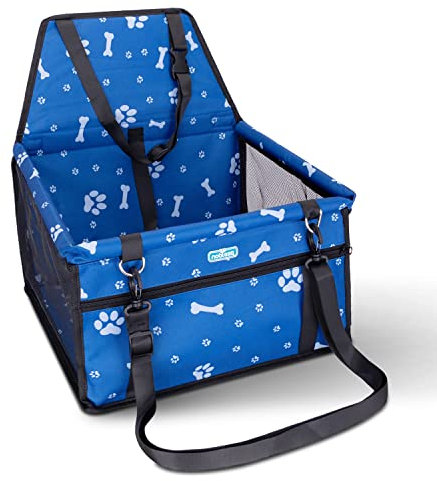 Nobleza - Stabiler Auto Hundesitz für Kleine bis Mittlere Hunde, Hochwertiges & Wasserfestes Material, Faltbar für Rückbank, Blau (40 * 34 * 25cm)