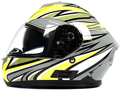 BHR Casque de moto intégral avec double visière 814 RIDE | Casque de moto intégral homologué ECE | Casque de moto pour hommes et femmes avec déclenchement micrométrique | WIND ROSE GREY | M