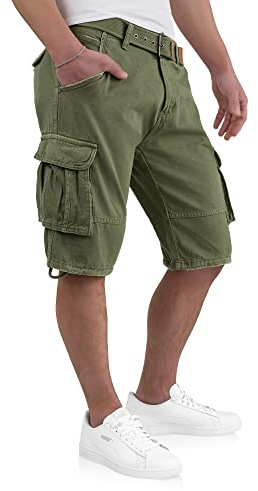 Indicode Kjeld Herren Cargoshorts mit 6 Taschen inkl. Stoffgürtel aus 100% Baumwolle | Kurze Hose Bermuda Sommer Herrenshorts Short Men Pants Cargohose kurz Sommerhose für Männer