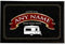 ARTYLICIOUS Personalised Caravan, Log Cabin Holiday Home Red ribbon - printed Door mat 60 x 40cm 155