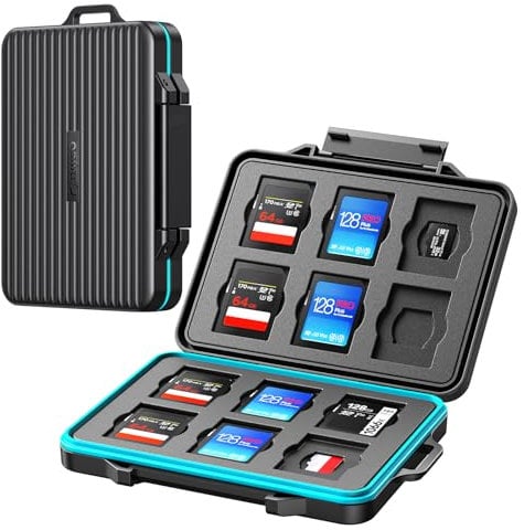 Speicherkarten Schutzhülle ORICO SD Memory Card Case für 12 SD und 12 TF Karten,Speicherkartenetui Wasserdicht und Staubdicht mit Karabiner und Aufkleber (PHCD-3)