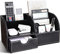 Richblue Schreibtisch Organizer, PU Leder Stiftehalter Schreibtisch, Multifunktionaler Büro Organizer mit Klein Schublade (7 Fächern-Schwarz)