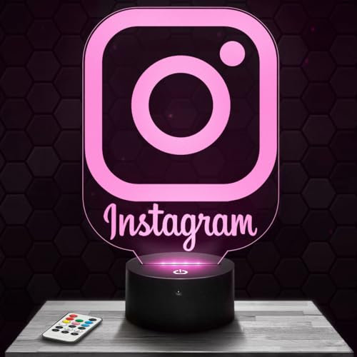 Nachttischlampe - Touch-Nachtlicht Logo Instagram 3D-LED-Lampe Illusion, Geschenkidee Weihnachten Geburtstag Junge und Mädchen Nachttischlampe Kinder- oder Erwachsenenzimmer