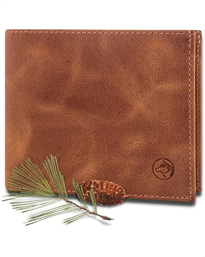 Wolfstrøm Geldbörse Herren Leder 'Nørge XL' – Tri-Fold Herren-Portemonnaie RFID-Blocker – 8 Karten-Fach, Ausweis-Fach, 2X Großes Zusatzfach, Scheinfach, Kleingeldfach – Cognac