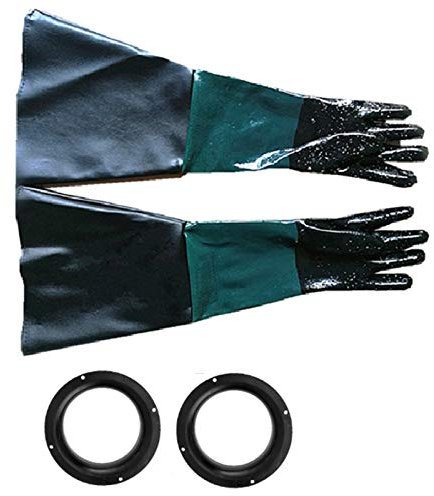 FANGO 1 Paar Dauerhaft Rubber Sand Strahl Handschuhe 60Cm Leistungs Arbeits Schutz Handschuhe für Sand Strahl Maschinen GehäUse