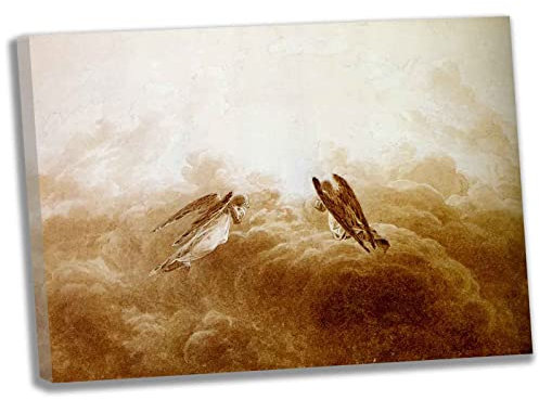 Caspar David Friedrich《Engel in Anbetung》Leinwandbilder Kunstdruck Bilder Reproduktion Leinwanddruck Leinwand Gemälde Wanddekoration fertig zum Aufhängen(Gerahmt,(75x105cm)30x41inch)