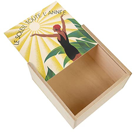 Fabulous Holzbox – Cote d'Azur Art Deco Poster Antike Vintage (11 x 11 x 3,5 cm)