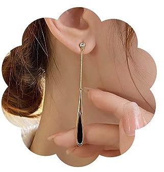 Wendalern Lange Tropfen Ohrringe Gold Schwarz Wassertropfen Ohrringe Cz Diamant Ohrring Ohrstecker Elegant Lange Quaste Tropfen Ohrschmuck Angabe Ohrstecker Bräutlich Schmuck Für Frauen Mädchen