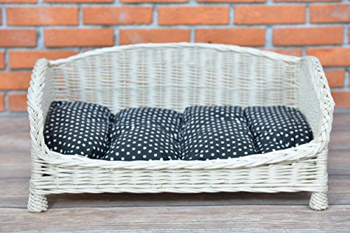 e-wicker24 Alles aus Weide Tierkorb Hundekorb Lager aus Weide für Hund Katze mit weichem Kissen Liegestuhl für Tiere Katzenlager Hundlager Hundebett Katzenbett