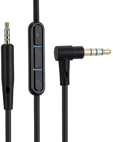Alphatec Cavo audio di ricambio QC25 QC35 QC45 OE2, compatibile con cuffie Bose, cavo jack stereo maschio da 3,5 mm a 2,5 mm, 1,6 m, microfono in linea/telecomando, nero