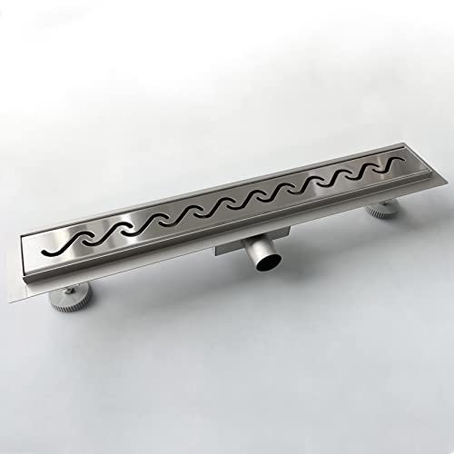 Aica Sanitarios Desagüe de Ducha SUS304, Longitud 90cm Rejilla de Acero Inoxidable, Canaleta de Ducha, Sumidero con Sifón Antiolores, Filtro de Drenaje