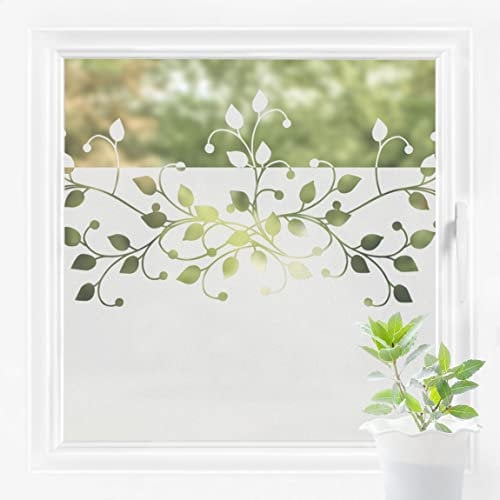 Bilderwelten Fensterfolie Sichtschutz Ranke Bordüre 60 x 80 cm Milchglasfolie Sichtschutzfolie Fenster Folie Blickdicht Anti-UV Statisch Haftend Querformat