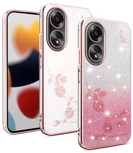 XINYEXIN Funda Glitter para OPPO A58 4G, Carcasa Teléfono Antigolpes Transparente Bling Sparkle, Ultra Delgado Cute Brillante para Niñas y Mujeres - Oro Rosa