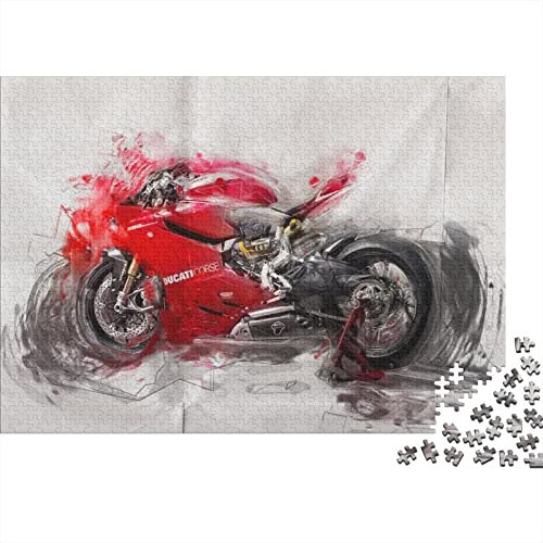 Motorroller Puzzle, Motorbike Puzzles Personalisiert 1000Teile Für Jungen Mädchen Holzpuzzle, Moto Puzzle Farbenfrohes, Motorrad Puzzle