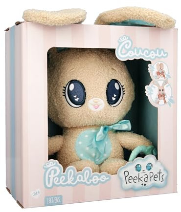 IMC Toys Peekapets Peek-A-Boo Bunny Plush - Baby Shower Stuffed Animal Brown Bear Plush Doll - Great Gift for Kids Ages 1-3