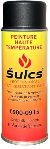 ŠULCS BBQ® Pintura profesional de alta temperatura 900° – Aerosol 400ml – Negro Ref. 0915 - Alto Poder Cubrir - Barbacoa Bratero Horno Estufa de leña Inserto Chimenea Mecánica Auto Motocicleta