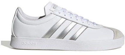 adidas Damen VL Court Base Sneaker, Cloud White/Silver Metallic/Grey One, 39 1/3 EU