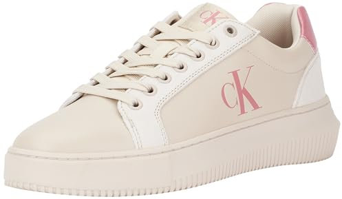 Calvin Klein Jeans Chunky Cupsole Lth MG Lth Yw0yw01614, Scarpe da Ginnastica Donna, Beige Eggshell Dusty Rose, 36 EU