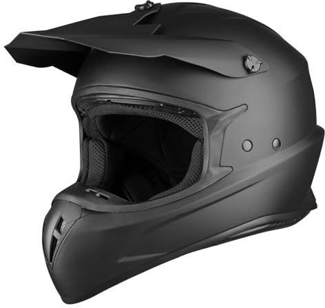 Favoto Motocrosshelm Fullface Matt schwarz - Downhill Cross Helm Erwachsene ECE 22.06 Zertifiziert für Motorrad Moped ATV UTV MTB Größe M 57-58cm (Ohne Visier)