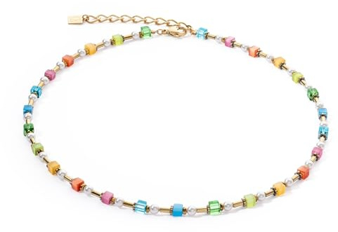 Coeur de Lion Halskette Mini Cubes & Pearls Mix Gold-Rainbow