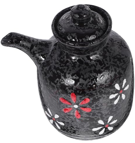 Cabilock Olla De Salsa De Soja Botella Para Verter Vinagre Contenedor De Salsa Dispensador De Vinagre Recipiente Colador Vertedor De Salsa De Soja Cerámica Botella De Sabor Salsa y Vinagre
