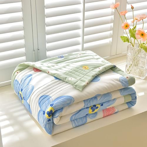 DOTBUY-SHOP Quilted Bedspreads, Quilt Bed Throws Cotton Filling Duvet Super King Single Double Size Children's Bed Quilted Throw for All Season (150x200cm,Green White)